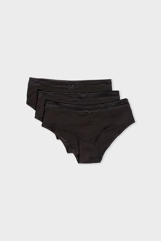 JACK LACE Set de 3 braguitas culotte de algodó y encaje NEGRO M