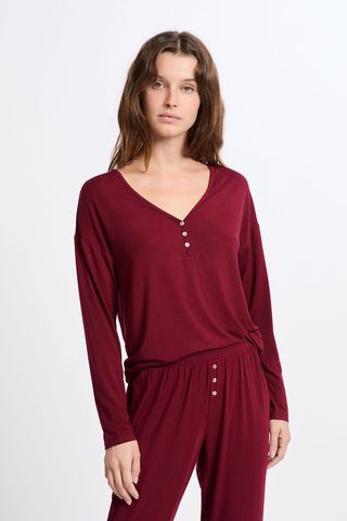 MODY SPE Camiseta de pijama de manga larga BURDEOS GRANATE M