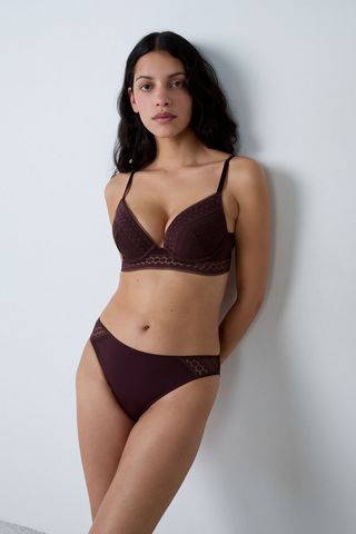 CRUSH Braguitas con detalle de encaje CHOCOLATE 40