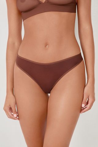PURE MESH Tanga de malla MARRÓN S