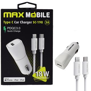 Auto punjač Maxmobile SC198 PD QC 3.0 SET 2U1 TYPE C + kabl MFI Apple