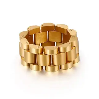 Inel Horologe 58, Gold, Otel Inoxidabil, Placat Aur 18K