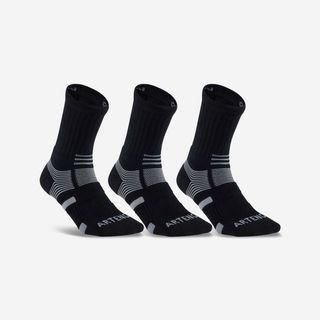 Calcetines Altos De Deporte Artengo Rs 560 Negro Gris Lote De 3 Pares 35/38 Negro