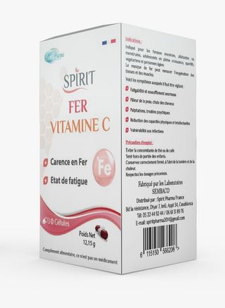 Spirit Pharma Francefer+vitamine C 30gelules