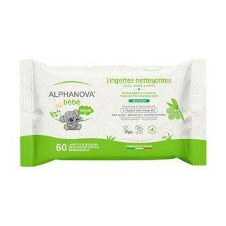 Alphanova Bebe Vegan Lingettes Nettoyantes 60lin