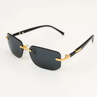 Lunettes de soleil rectangulaires noir et or