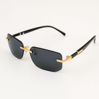 Lunettes de soleil rectangulaires noir et or