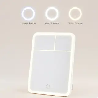 Miroir de Maquillage LED 3 Modes d’Éclairage et Multi-Grossissements
