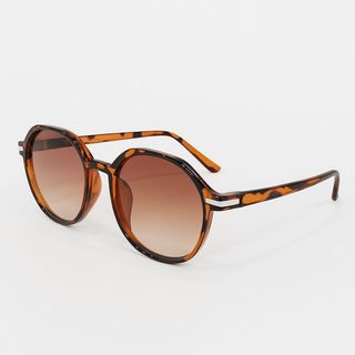 Lunettes de soleil rondes écaille marron