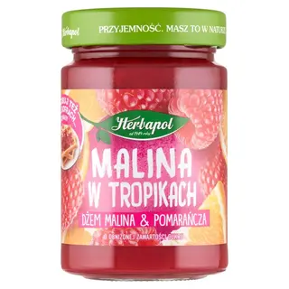 Herbapol Malina w tropikach Dżem malina & pomarańcza o obniżonej zawartości cukru 280 g