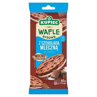 Kupiec Wafle ryżowe z czekoladą mleczną 60 g (4 sztuki)