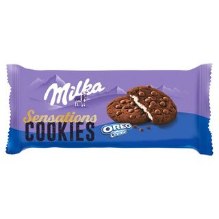 Milka Sensations Cookies Ciastka Kakaowe Z Kawałkami Czekolady I Nadzieniem O Smaku Waniliowym 156 G