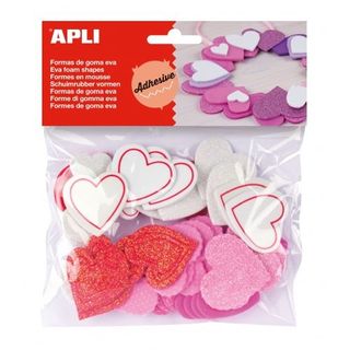 Cœurs paillettes en mousse EVA adhésives 52 u.