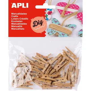 Mini pinces en bois naturel 45 u.