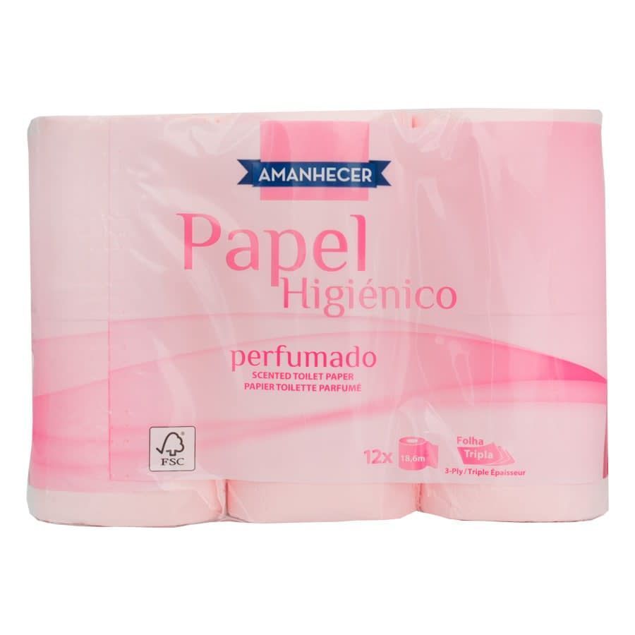 Papel Higiénico Folha Tripla Amanhecer Rosa Perfumado 12 Rolos