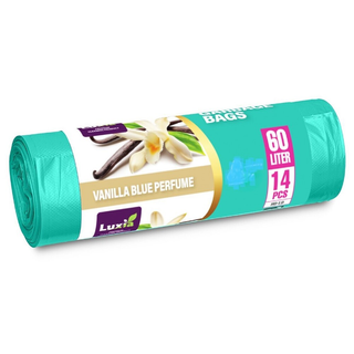 LUXIA Pungi p/u gunoi turcoaz cu urechi cu aroma vanilie 60L 14buc