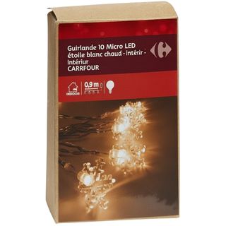 Guirlande 10 Micro LED Étoiles Blanc Chaud Intérieur