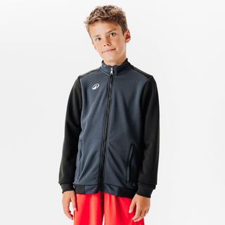 Sudadera De Fútbol Con Cremallera Niños Kipsta Essential Negra Y Gris 103-112Cm 4-5A Negro