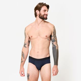 Calzoncillo Deportivo Slip Transpirable Hombre - Azul Oscuro L Azul