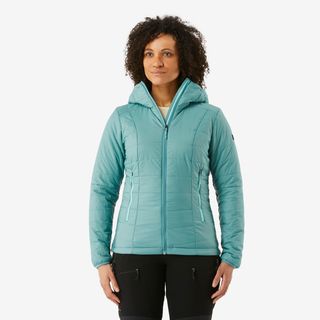 Chaqueta Acolchada Montaña Y Trekking Con Capucha Mujer Forclaz Mt100 Xs Azul