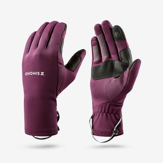 Guantes Térmicos De Montaña Y Trekking Táctiles Adulto Forclaz Mt500 L Morado