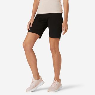 Mallas Short Fitness Algodón Recto Con Bolsillo Mujer Domyos Negro 2Xl  44/46 Negro
