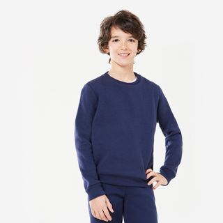 DOMYOS Camiseta caliente básica con cuello redondo para niños azul oscuro 5-6 años (113-122 cm) 5-6 años (113-122 cm)