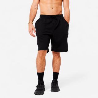 Pantalón Corto Fitness Hombre Negro Ultra Muletón Bolsillos.M Negro