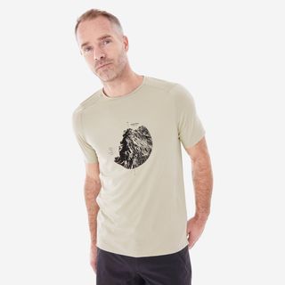 Camiseta de montaña y trekking manga corta Hombre Quechua MH500.3XL beige
