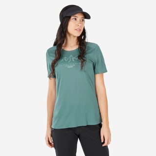 Camiseta de montaña y trekking manga corta Mujer Quechua MH500.XS Verde