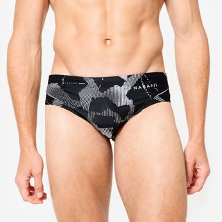 Bañador Hombre natación slip 900 Print All Ice Negro Blanco.40 Negro