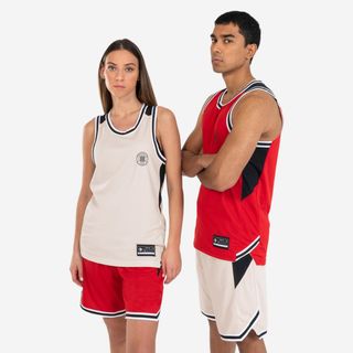 Camiseta de baloncesto sin mangas reversible adulto T500 rojo beige.XS Rojo