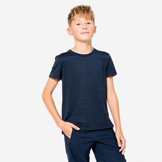 Camiseta gimnasia manga corta sintética transpirable Niños S500 azul marino.161 172cm14 15A Azul