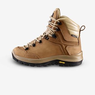 Botas montaña y trekking de piel impermeables suela Vibram Mujer Forclaz MT500.39 . beige
