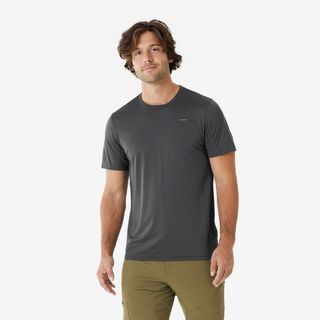 Camiseta De Montaña Y Trekking Manga Corta Hombre Quechua Mh100 2Xl Gris
