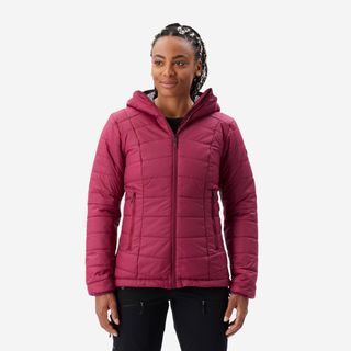 Chaqueta Acolchada Montaña Y Trekking Con Capucha Mujer Forclaz Mt100 S Morado