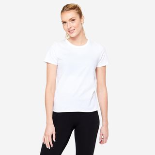 Camiseta Fitness 100 Mujer Blanco Glaciar L Blanco