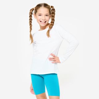 DOMYOS Camiseta básica de manga larga para niñas blanca lisa 5-6 años S (113-122 cm)