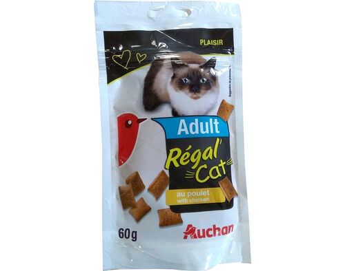 SNACKS PARA GATO AUCHAN ADULTO RÉGAL' CAT COM FRANGO 60G