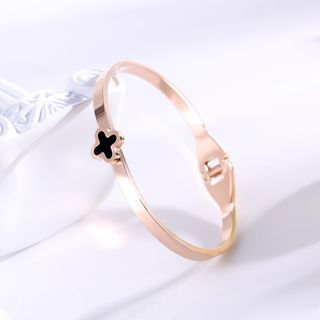 ვარდისფერი სამყურას ელეგანტურობის სამაჯური – 18K პრემიუმი / Rose Clover Elegance Bangle – 18K Premium