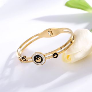 ოქროსფერი გედის ელეგანტურობის სამაჯური – 18K პრემიუმი / Golden Swan Elegance Bangle – 18K Premium