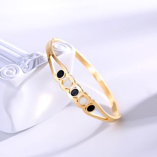 ოქროსფერი მთვარის შუქის წრეების სამაჯური – 18K პრემიუმი / Golden Moonlight Circles Bangle – 18K Premium