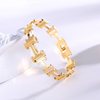 ოქროსფერი მკვეთრი რგოლის სამაჯური / Golden Bold Link Bracelet