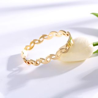 ოქროსფერი რგოლის განაცხადის სამაჯური – 18K პრემიუმი / Golden Link Statement Bangle – 18K Premium