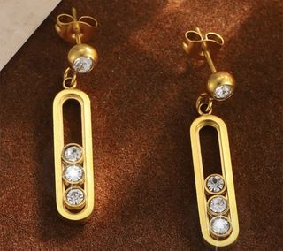 ხაზოვანი კრისტალის საყურეები / Linear Crystal Earrings