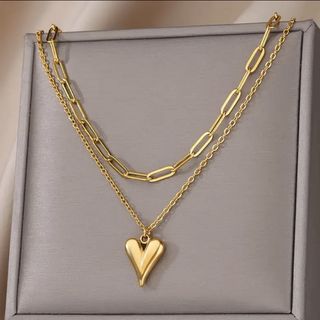 ორმაგი გულის ჯაჭვის ყელსაბამი / Double Heart Chain Necklace