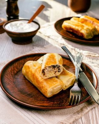 Млинці З Куркою Та Грибами