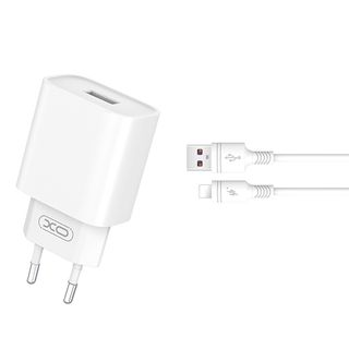 Punjač XO CE02D QC 3.0 18W 1xUSB bijeli + Lightning kabl GSM175056