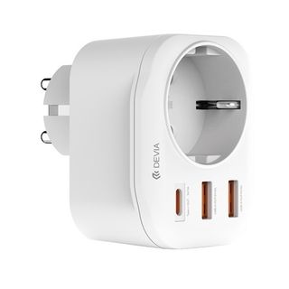 Zidna utičnica i punjač Devia WW09-F-PD 20W sa izlazima 1xUSB-C 2xUSB 3A bijela BRA013534