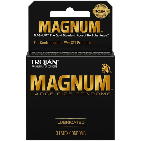 Trojan Magnum Lubricated Large Size Condoms, 3 Pack